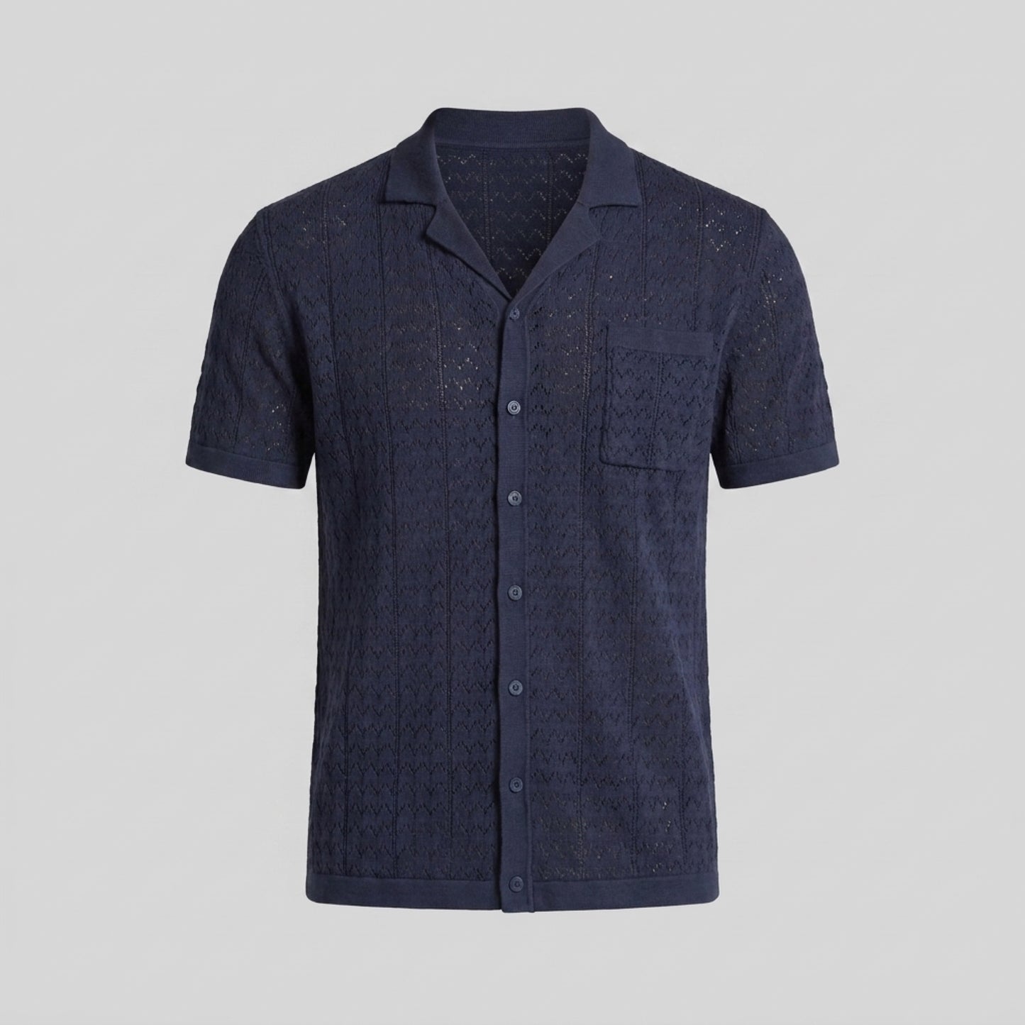 Men's Knit Polo Shirt with Geometric Design