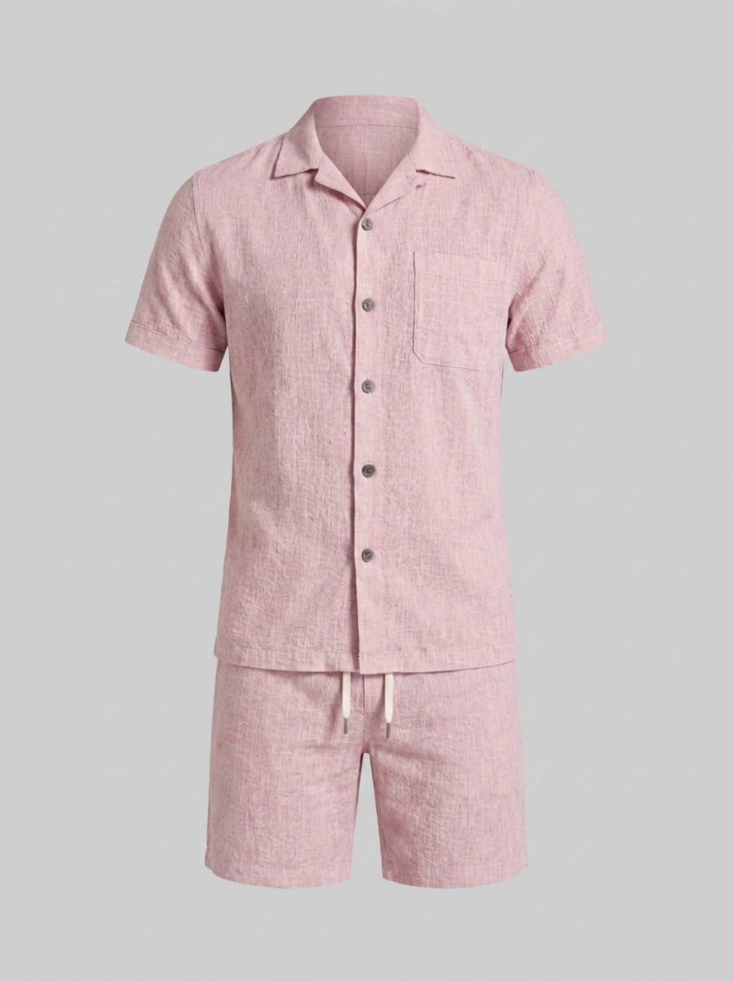 Men's Linen Short Sleeve Shirt and Shorts Set