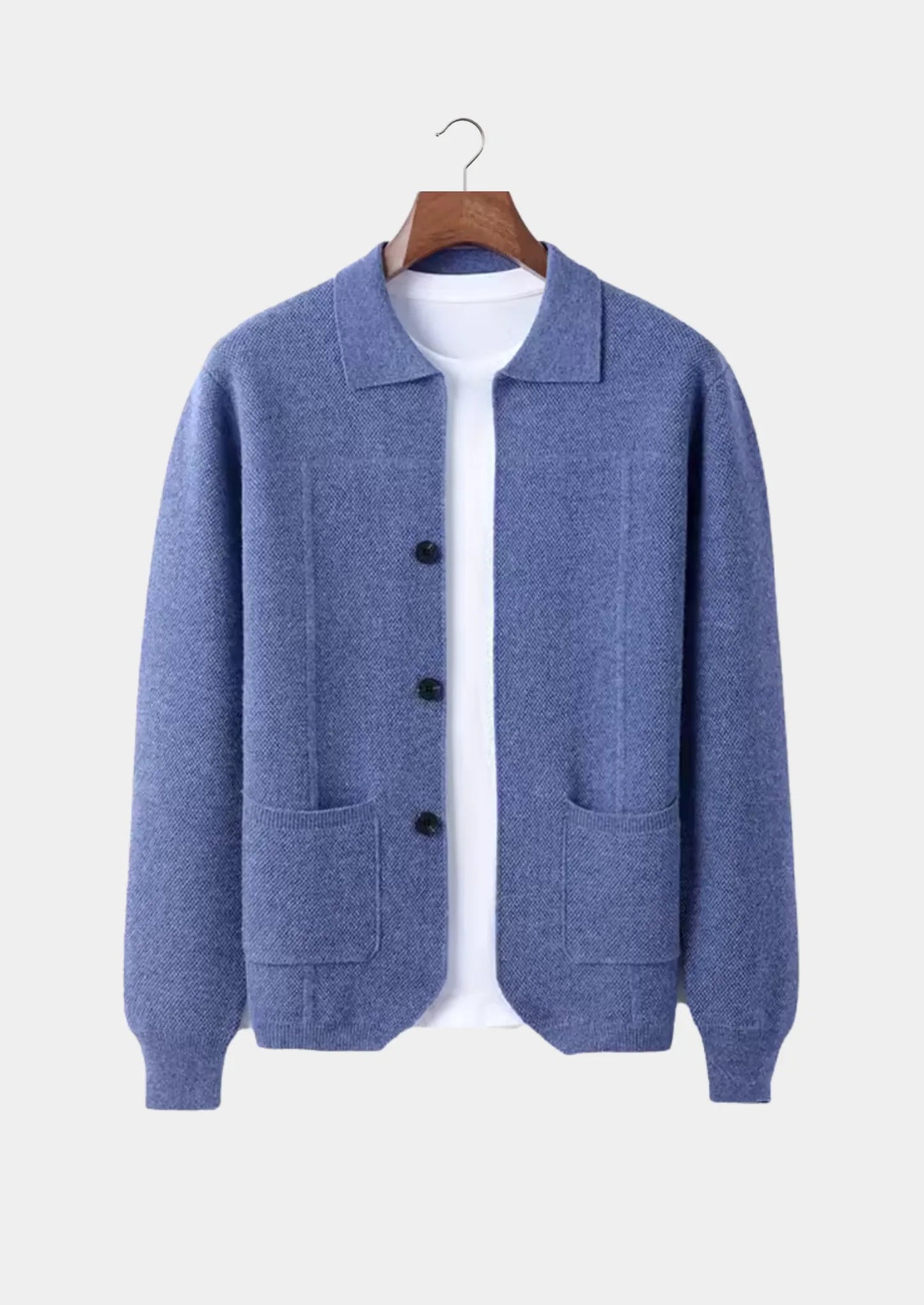 Men's Button-Closure Wool Cardigan
