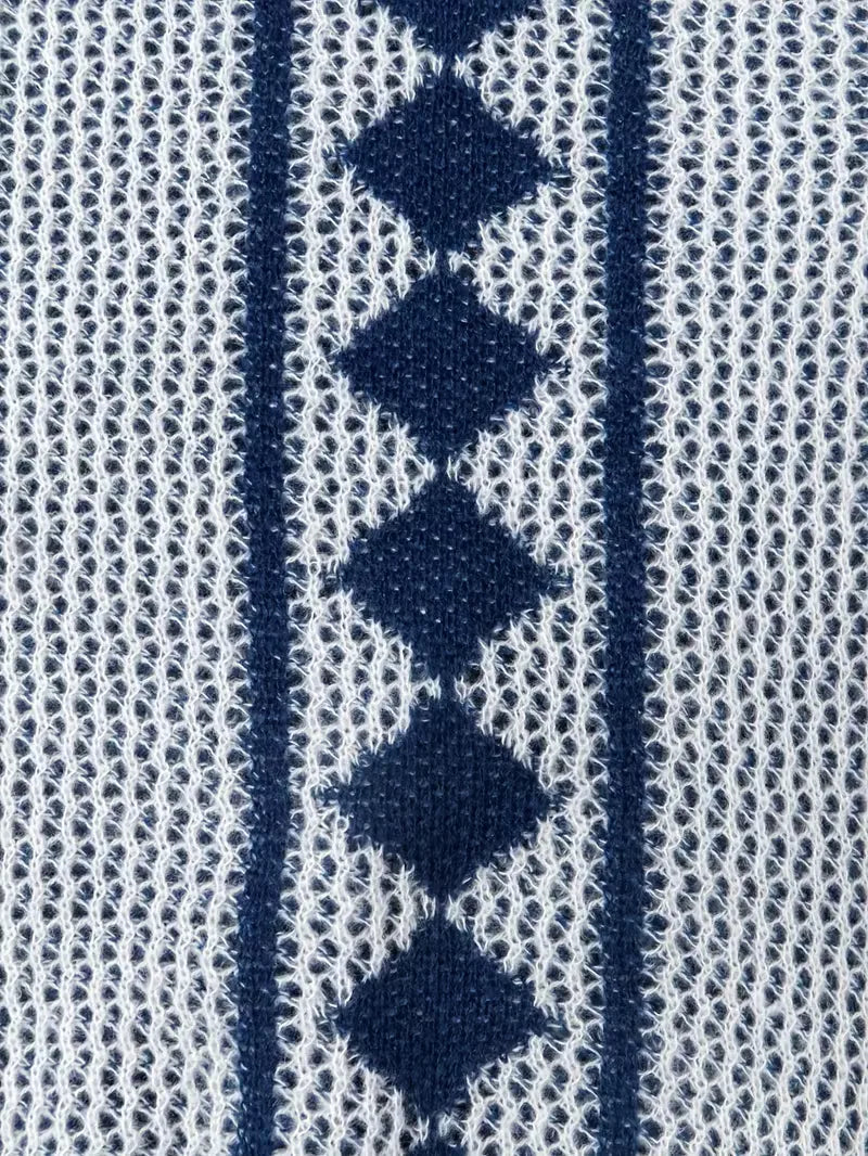 Men's Button-Up Diamond Pattern Cardigan