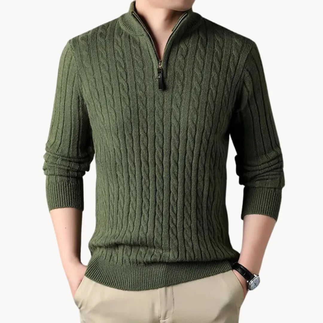 Men's Cable Knit Quarter Zip Sweater