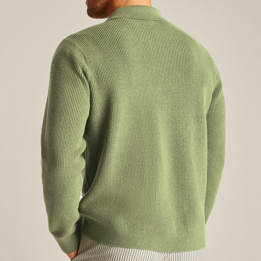 Men's Cardigan with Shirt Collar - Lightweight & Stylish