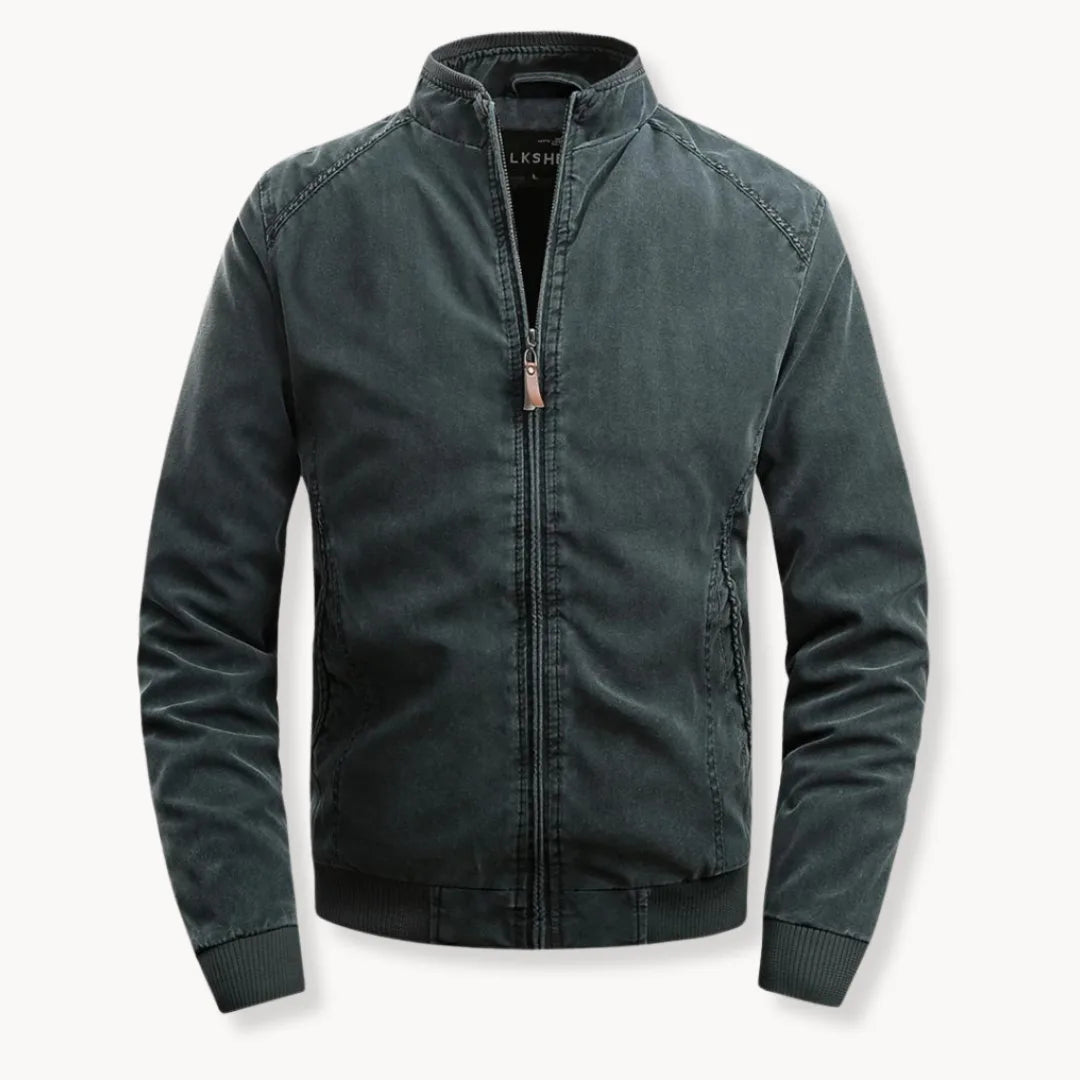 Men's Casual Jacket with Stand-Up Collar and Zipper