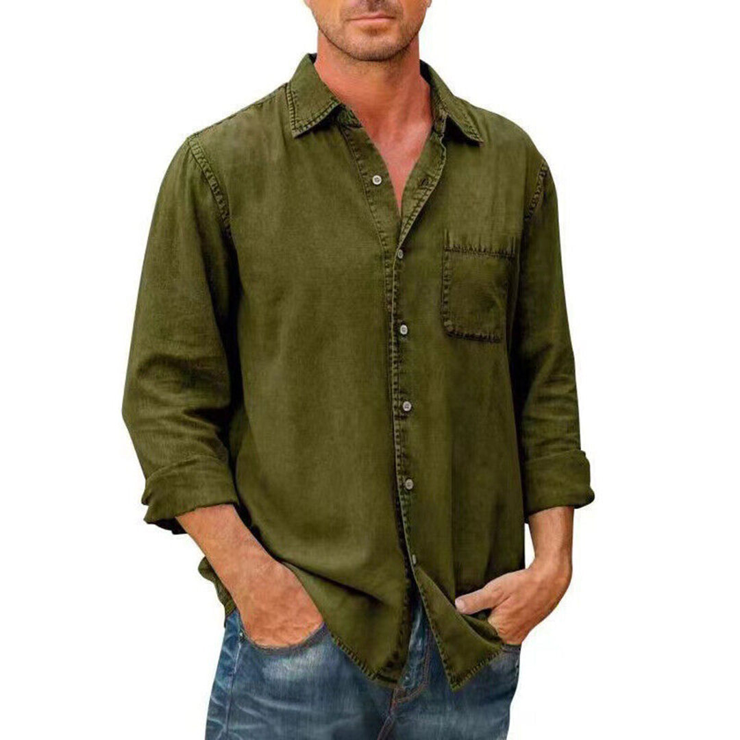 Men's Casual Long Sleeve Shirt with Relaxed Fit