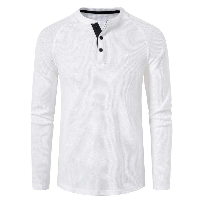 Men's Classic Henley Shirt Long Sleeve
