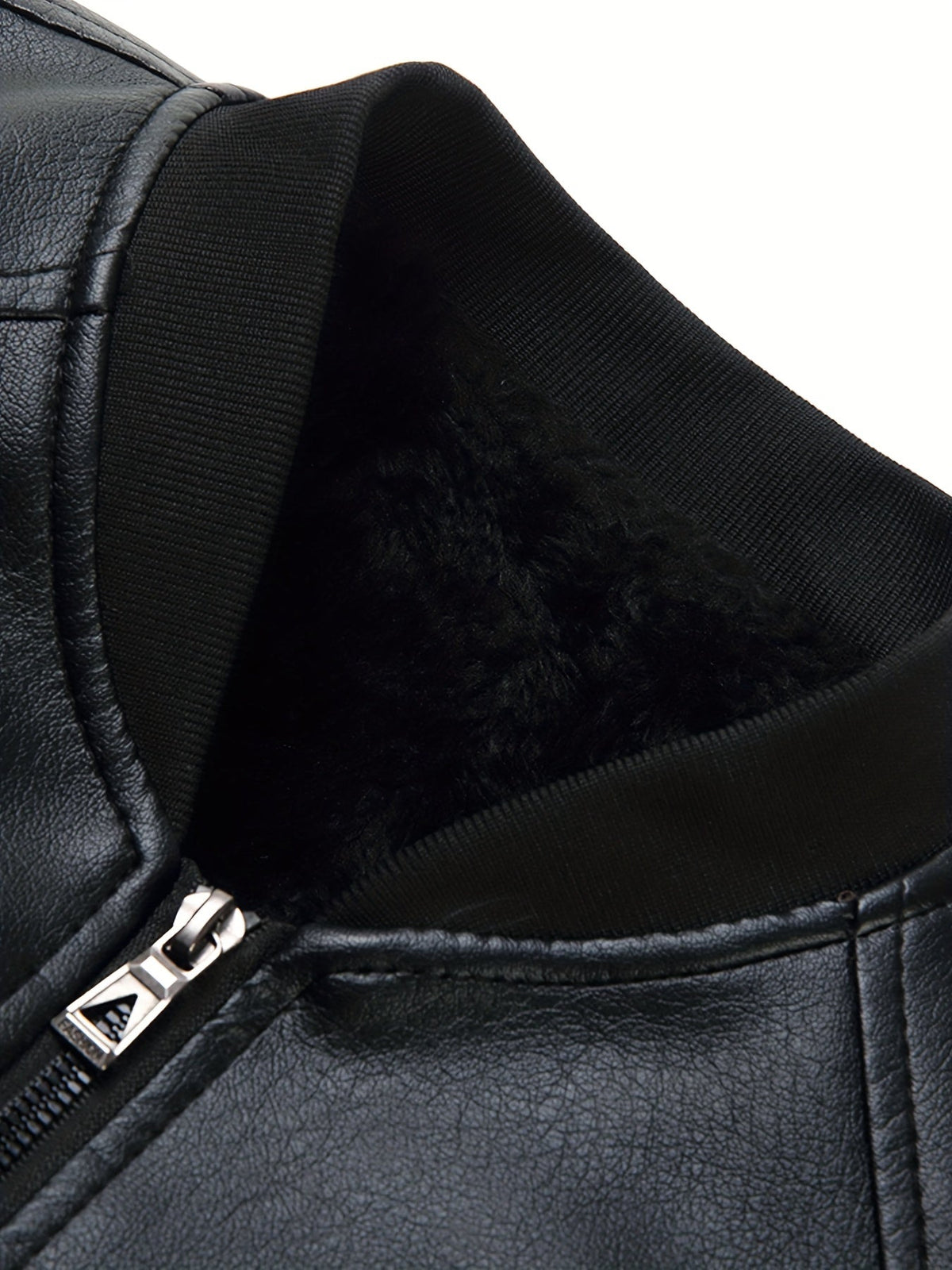 Men's Classic PU Jacket with Baseball Collar
