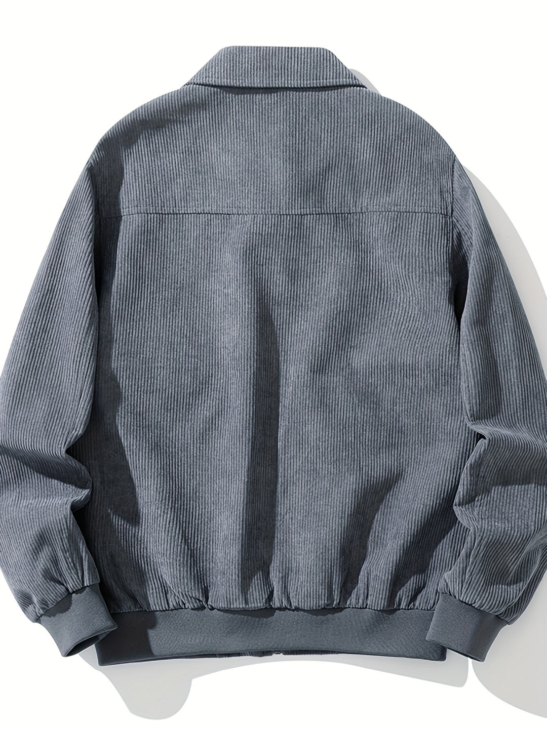 Men's Corduroy Jacket with Classic Collar and Zipper Closure