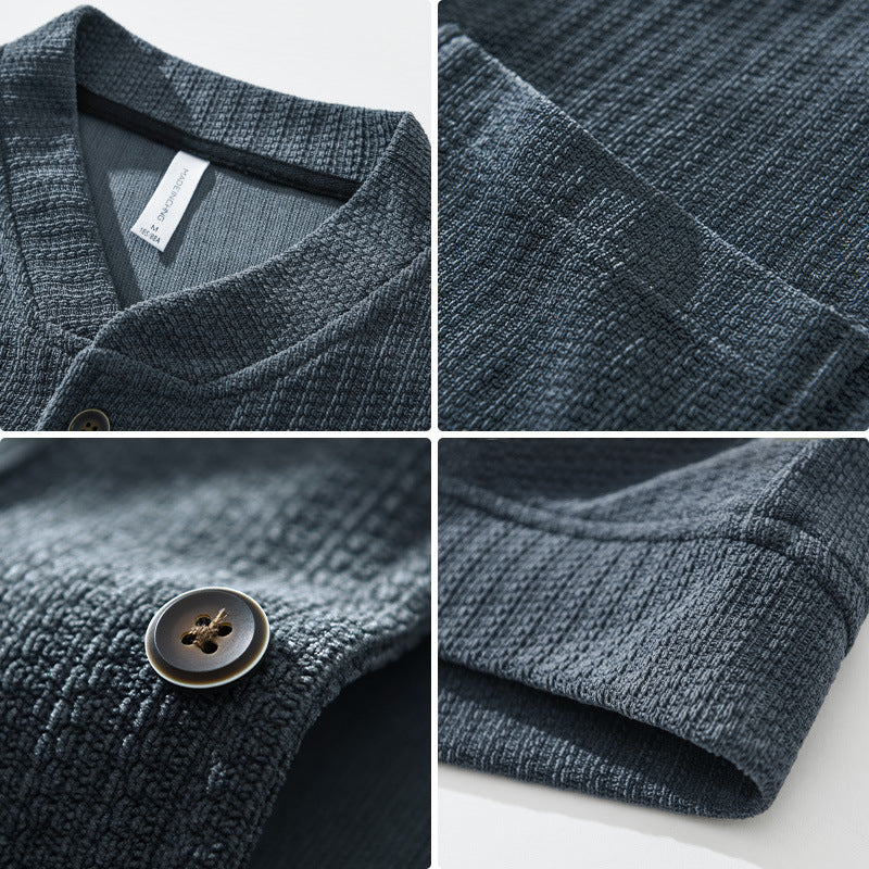 Men's Corduroy Jacket with Snap Button Closure