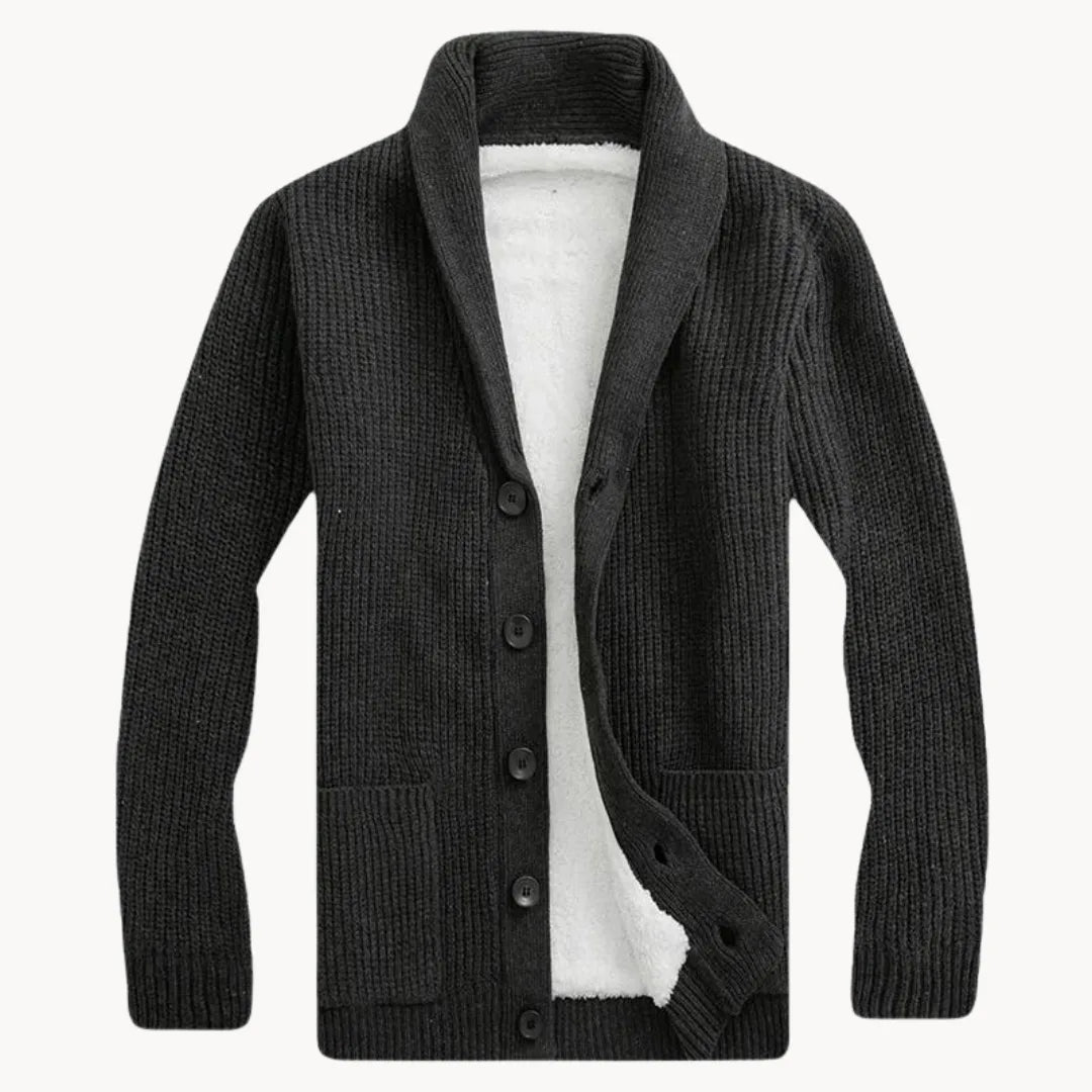 Men's Fleece Cardigan with Shoulder Collar