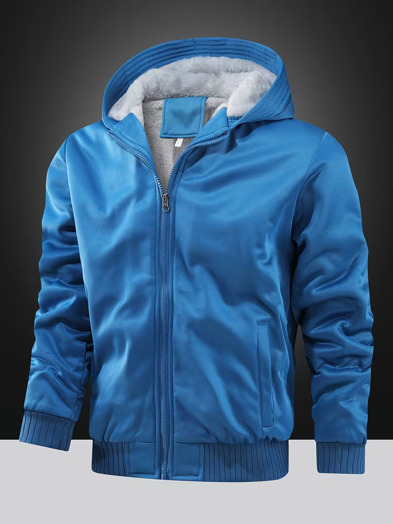 Men's Fleece Hooded Jacket with Zipper