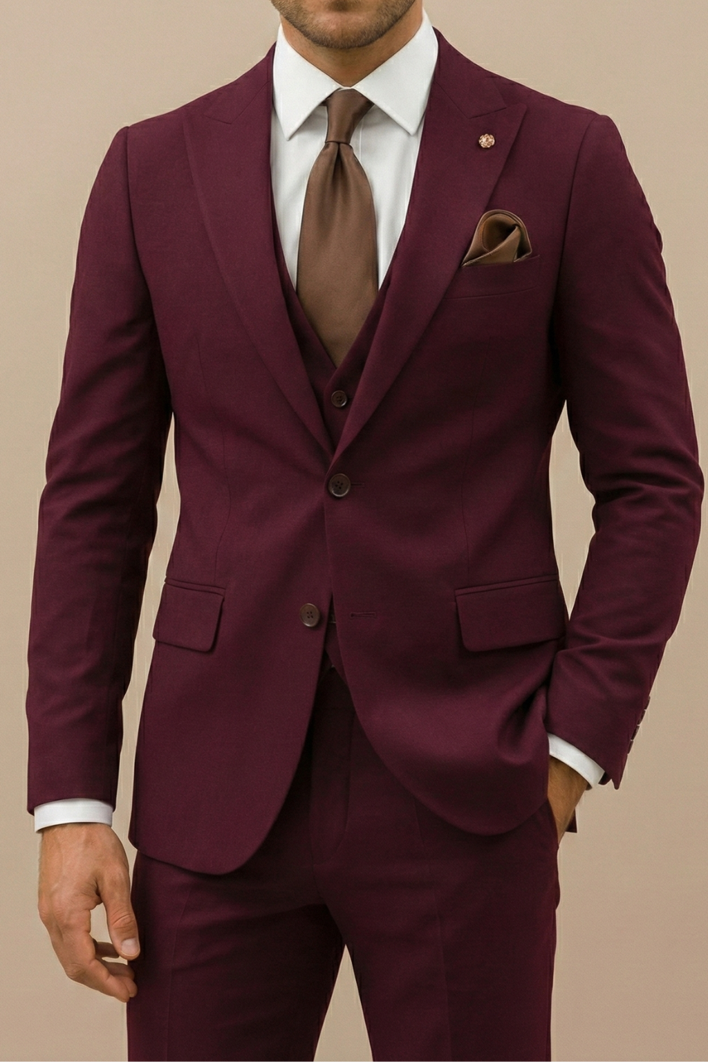 Men's Formal Three-Piece Suit for Weddings and Events
