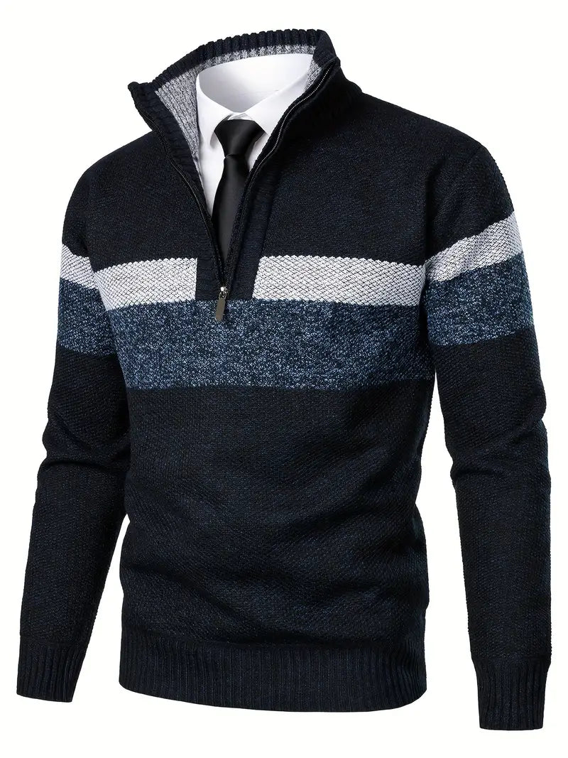 Men's Half Zip Sweater - Modern Knitted Design