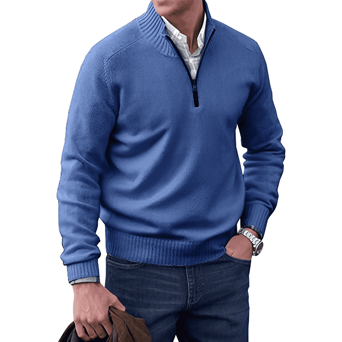 Men's Half Zip Sweater - Modern Sporty Style