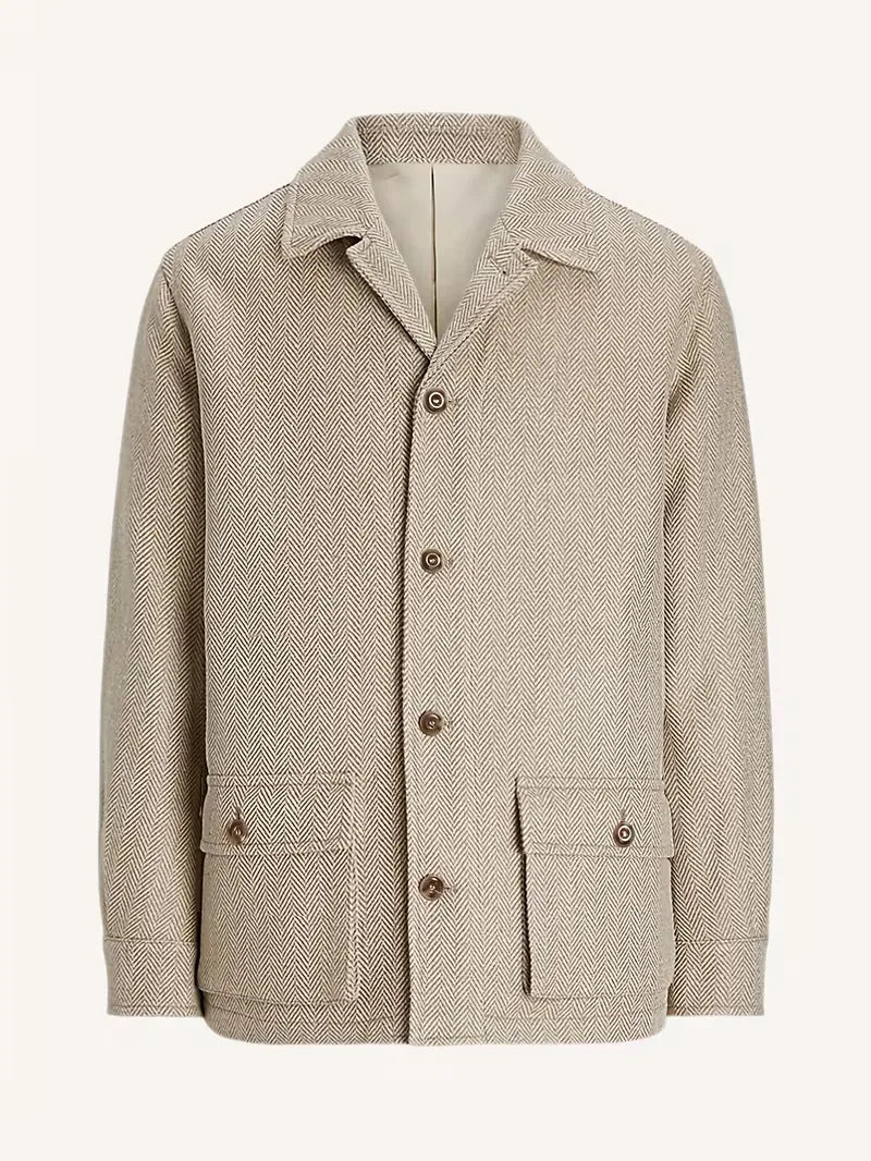 Men's Herringbone Pattern Trench Coat