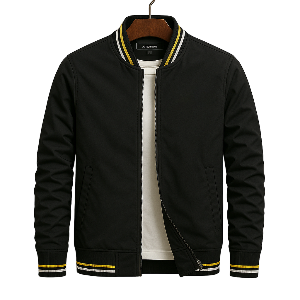 Men's Lightweight Bomber Jacket with Striped Edges