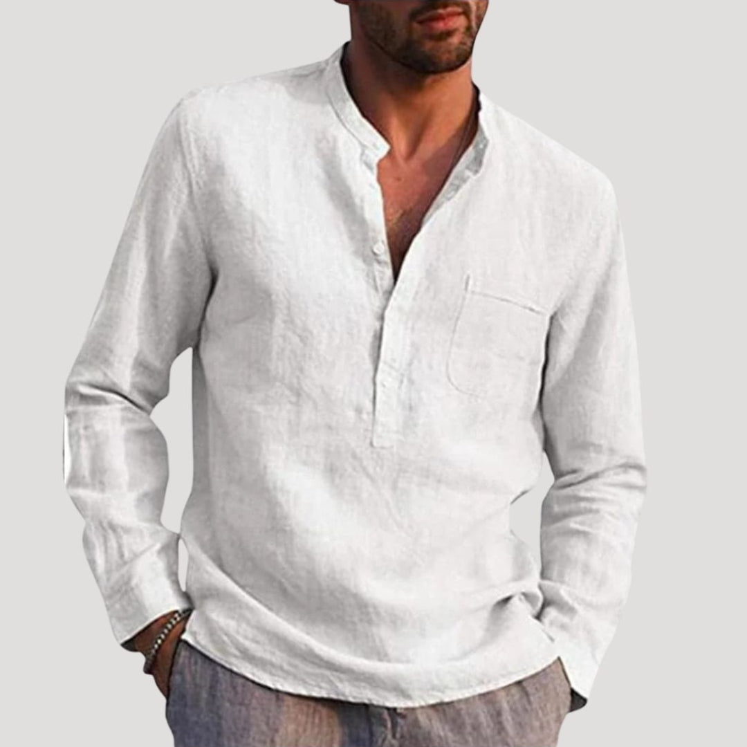 Men's Long Sleeve Mason Collar Dress Shirt