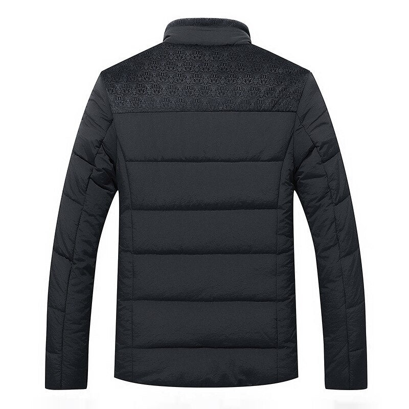 Men's Puffer Jacket with Upright Collar for Winter Wear