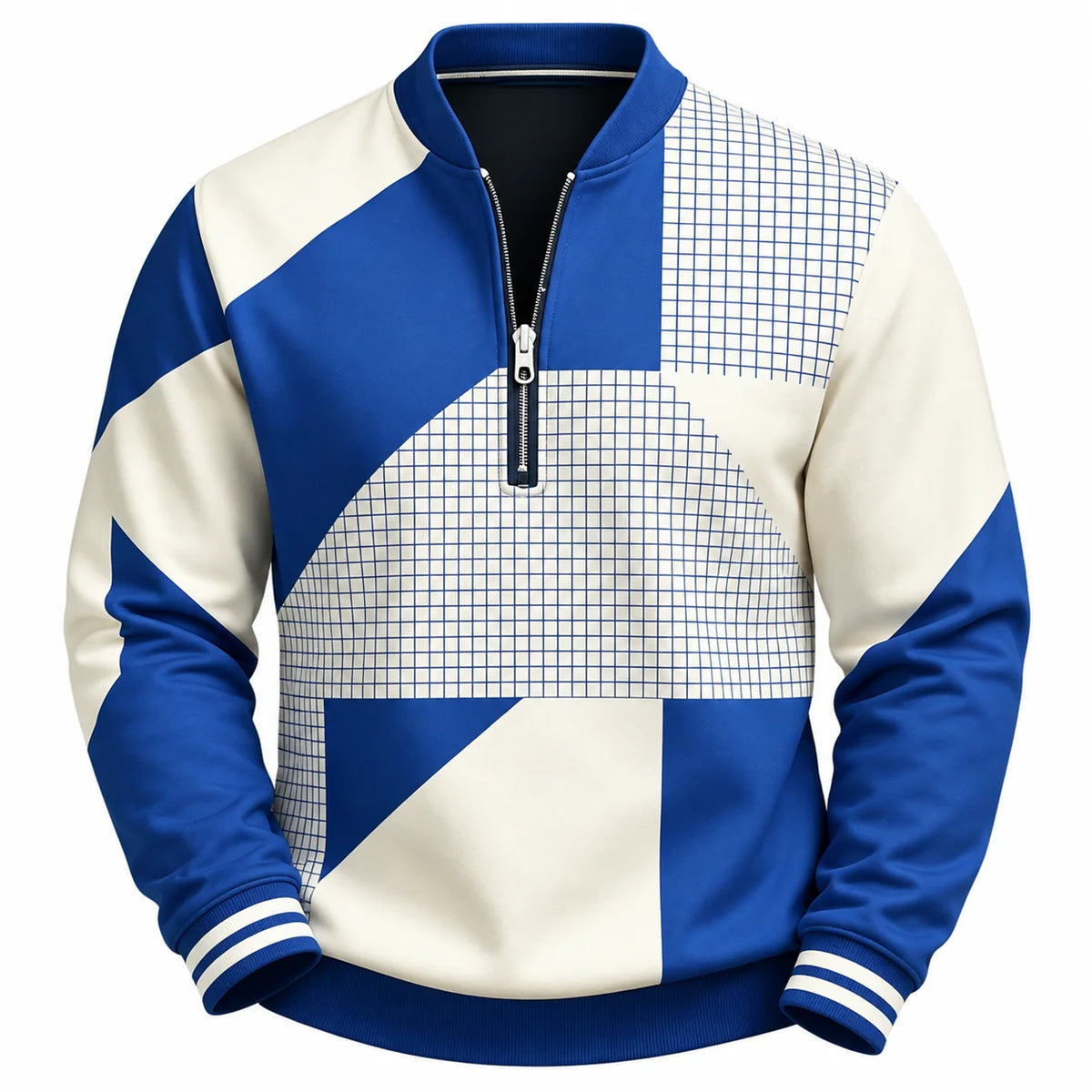 Men's Quarter-Zip Pullover with Stripe Design