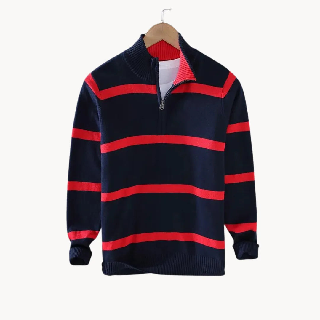 Men's Quarter-Zip Sweater with Stand-Up Collar