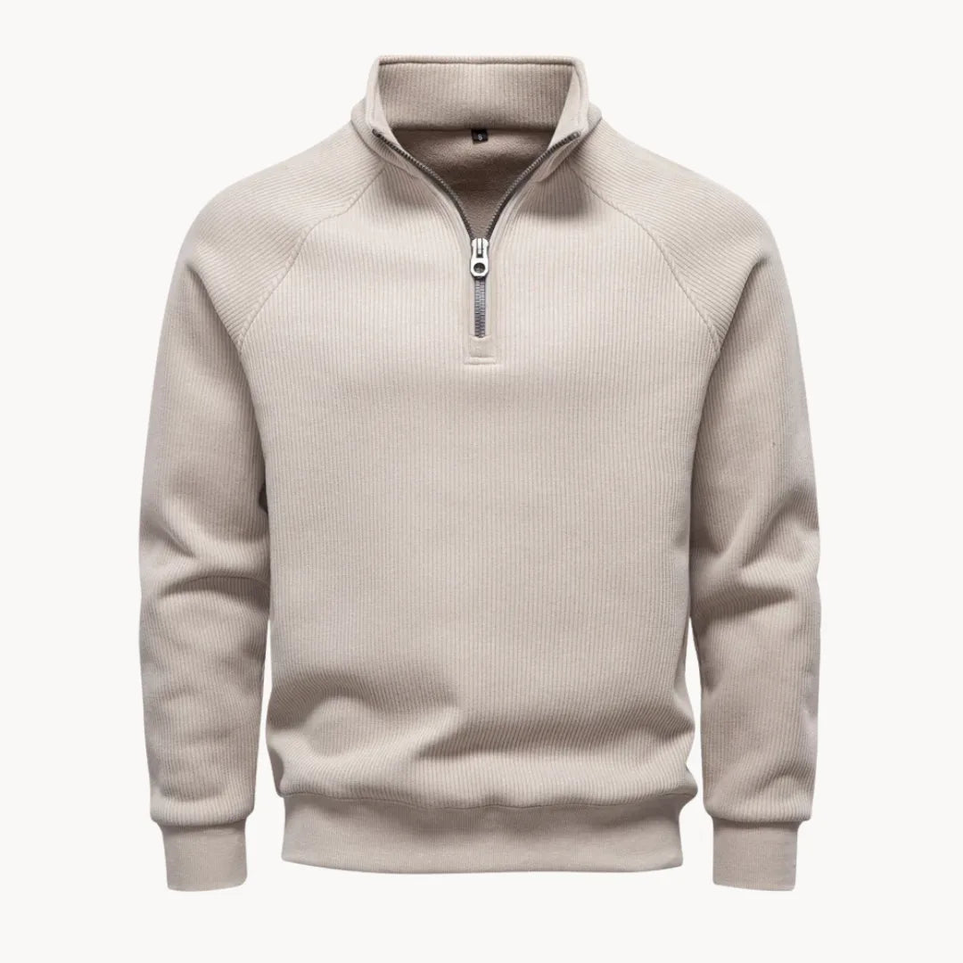 Men's Quarter Zip Sweater with Stand-Up Collar
