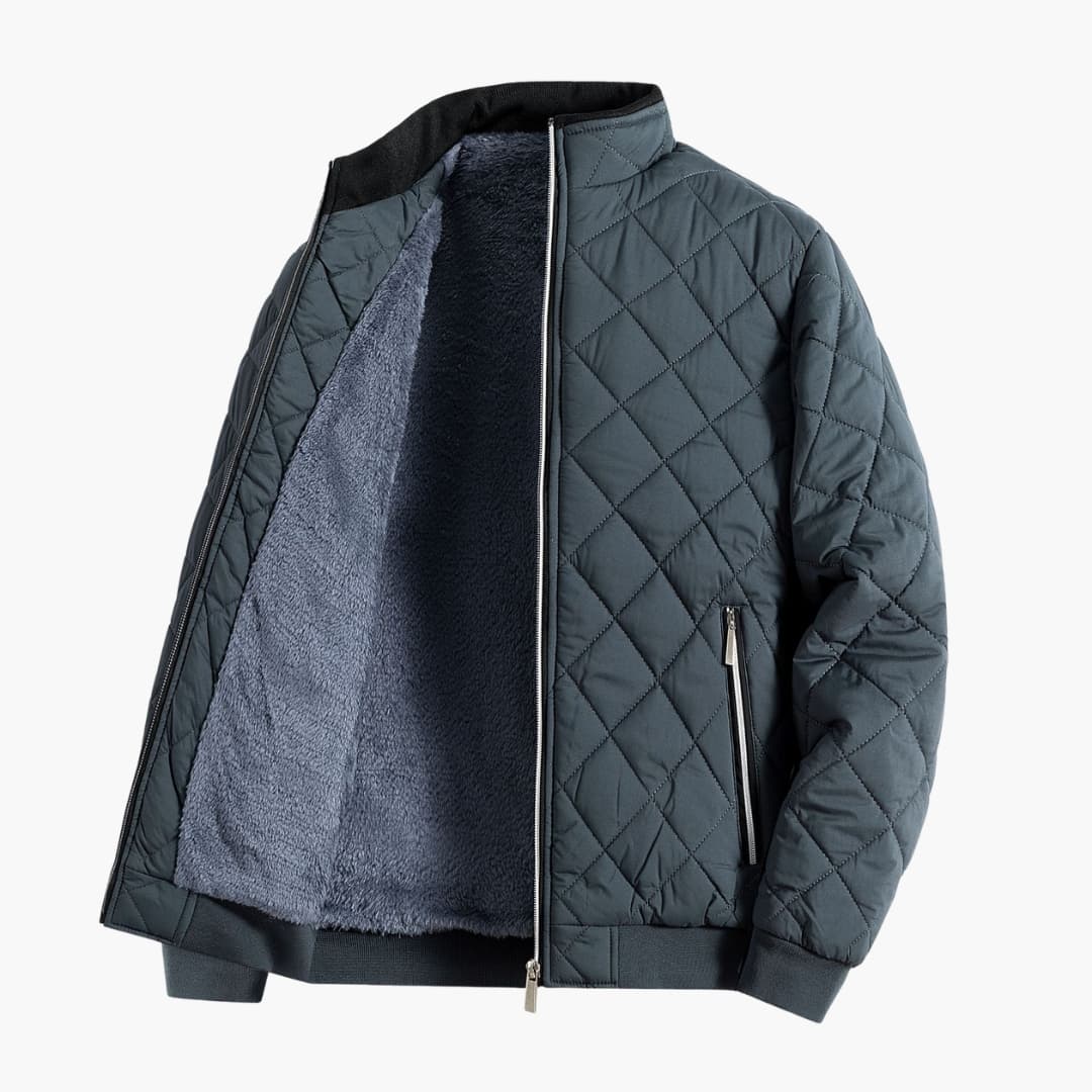 Men's Quilted Jacket with Stand-Up Collar