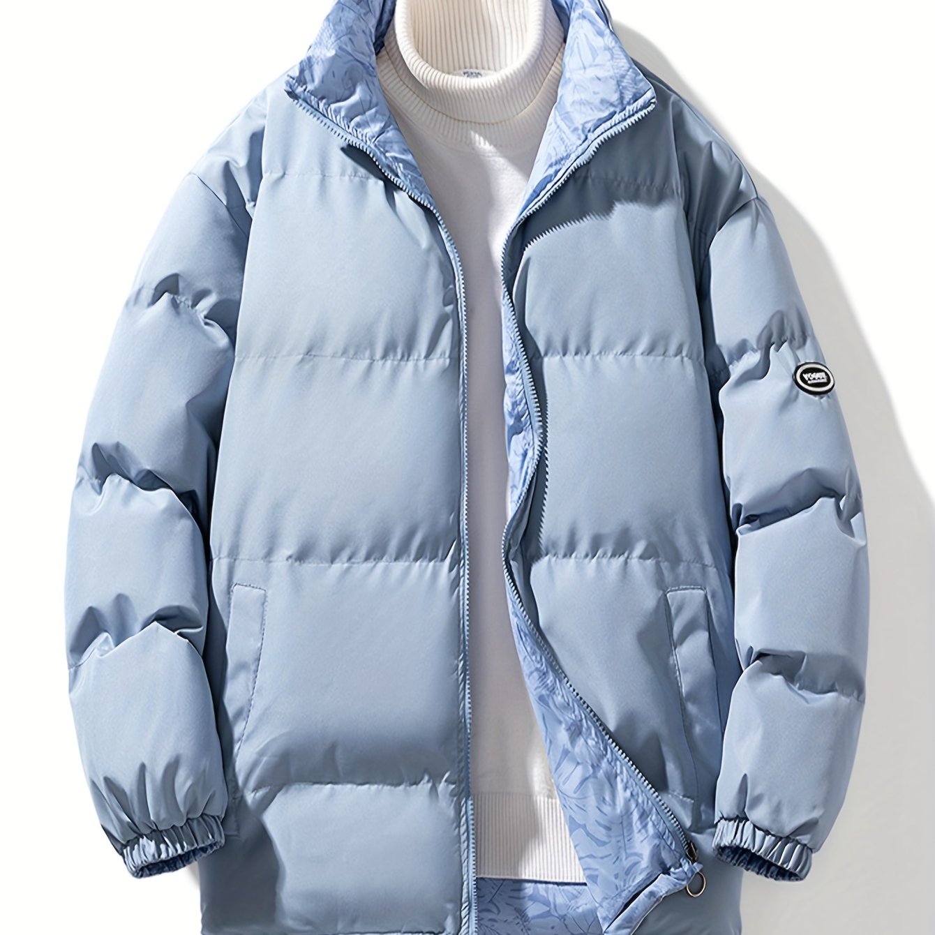 Men's Reversible Thick Winter Jacket with Stand Collar