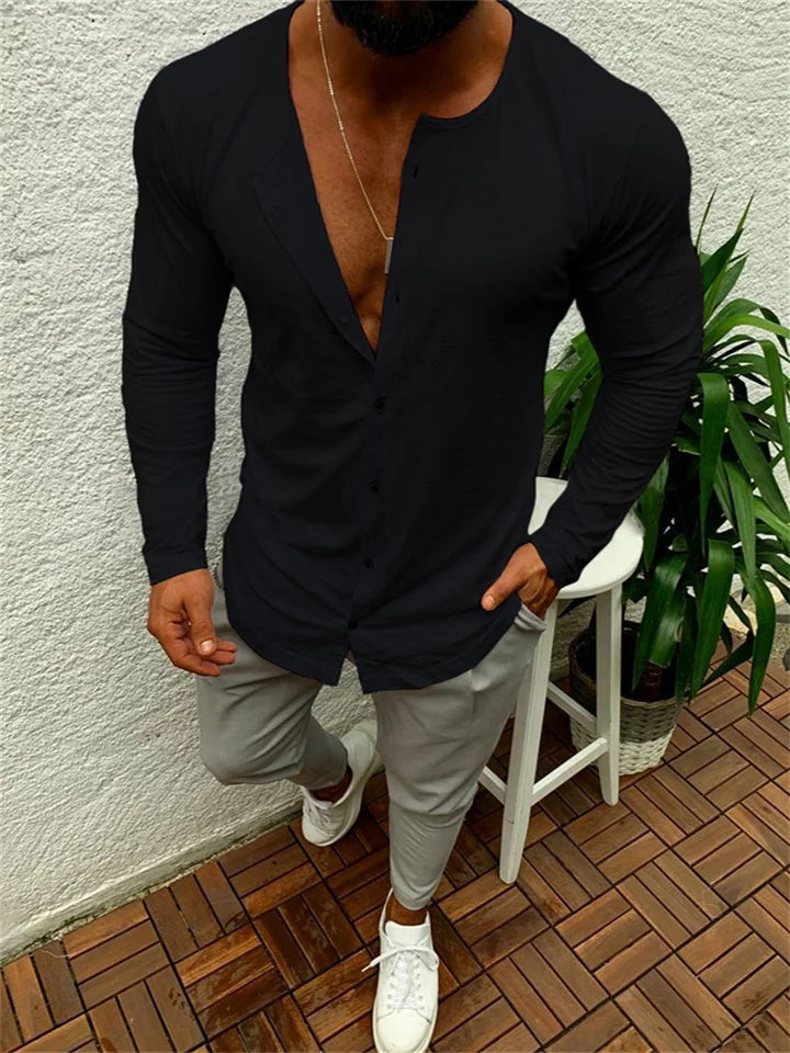 Men's Slim Fit Long Sleeve Dress Shirt