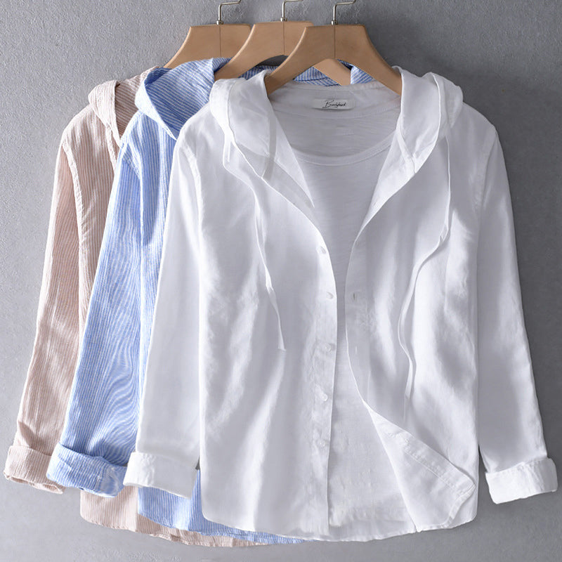 Men's Striped Hoodie Shirt Casual Sporty Top