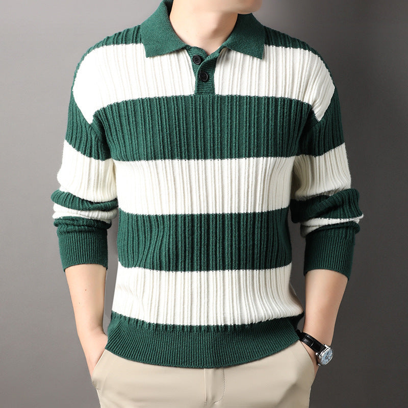 Men's Striped Long Sleeve Dress Shirt