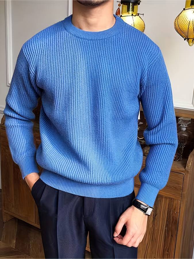 Men's Structured Knit Sweater - Lightweight Stretch Fabric