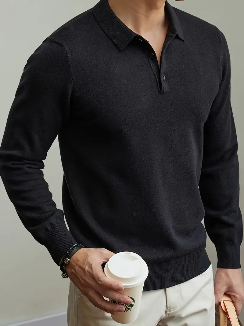 Men's Stylish Knit Polo Sweater