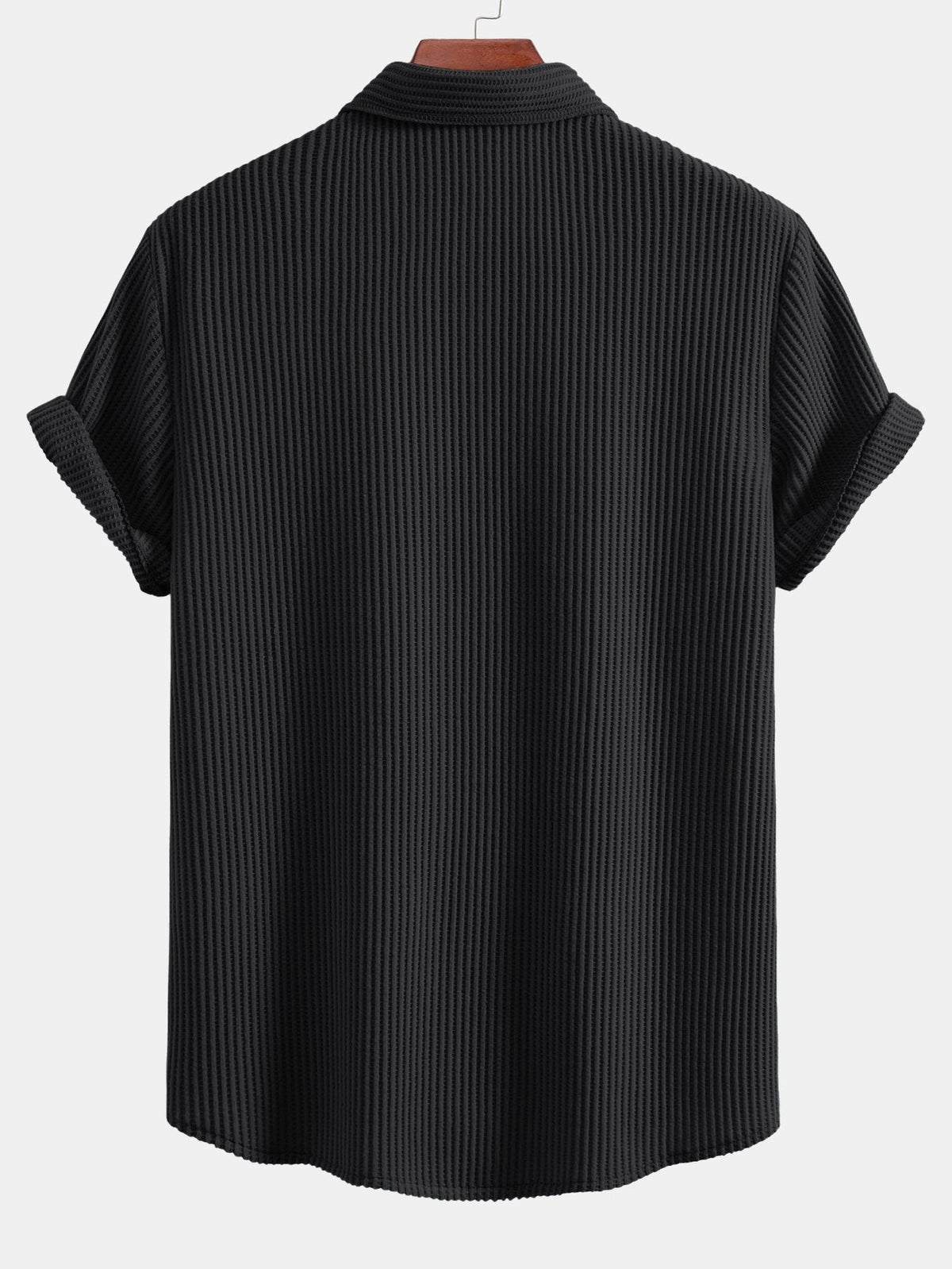 Men's Waffle Button-Up Shirt for Casual Wear