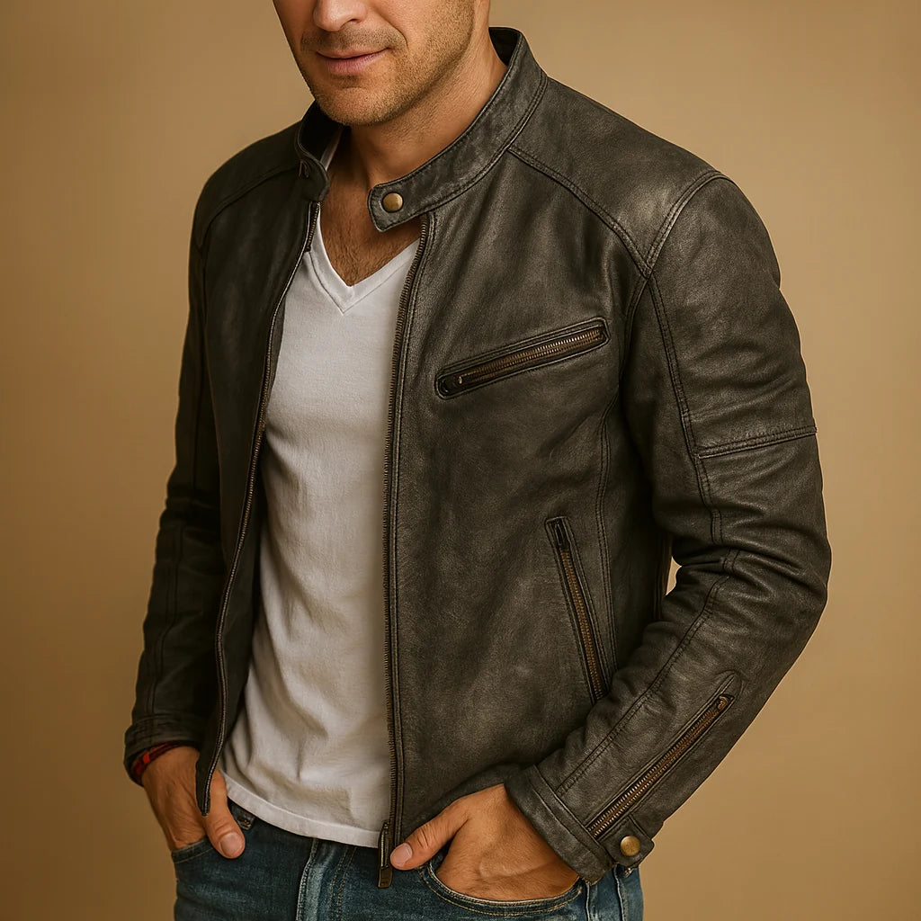 Men's Waterproof Biker Jacket with Zipper