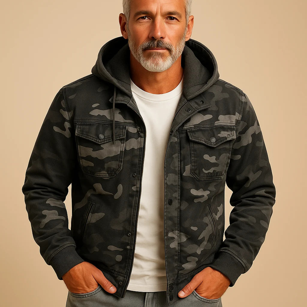 Men's Waterproof Camouflage Jacket with Adjustable Cuffs