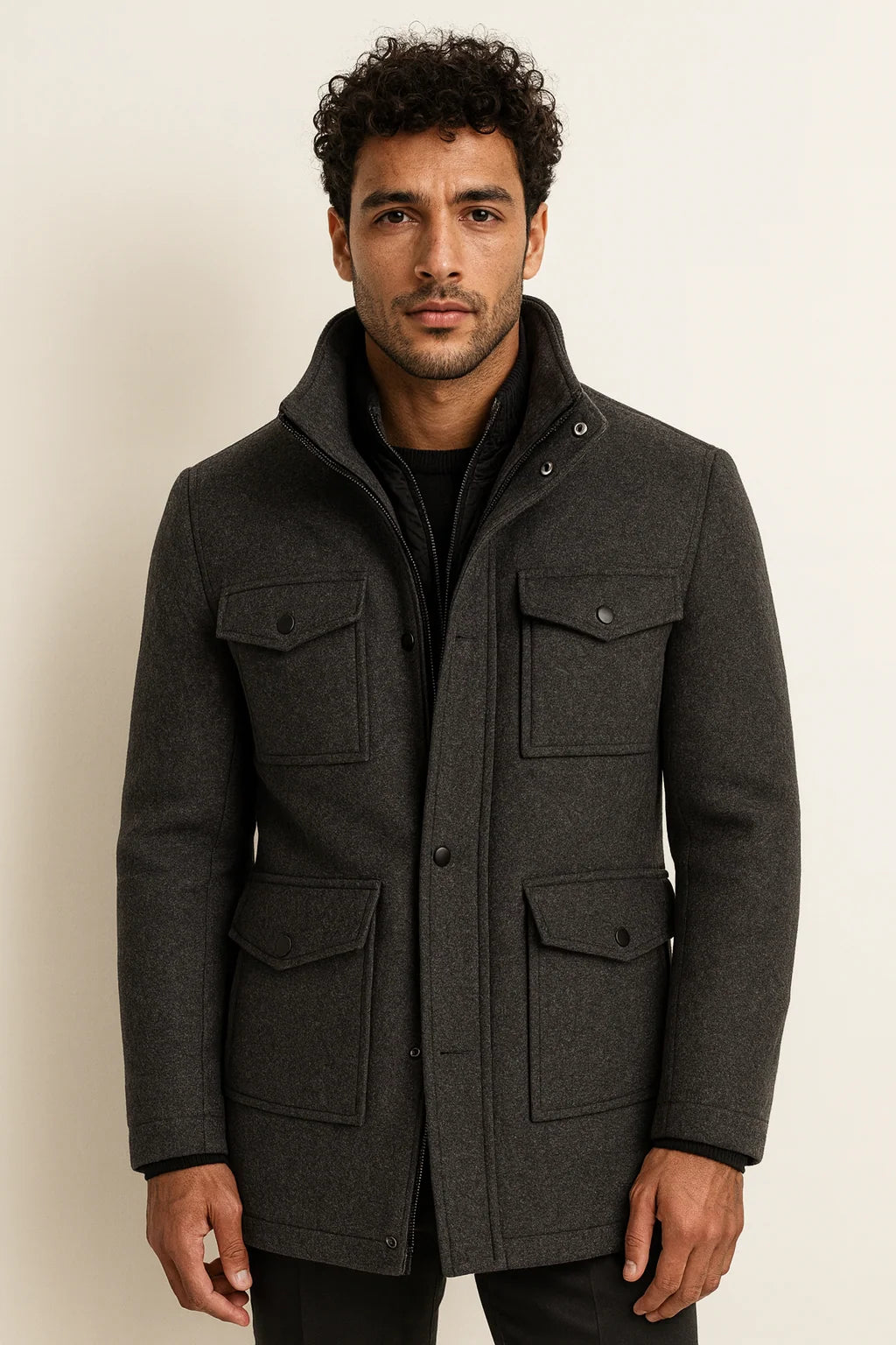 Men's Wool Blend Overcoat Regular Fit