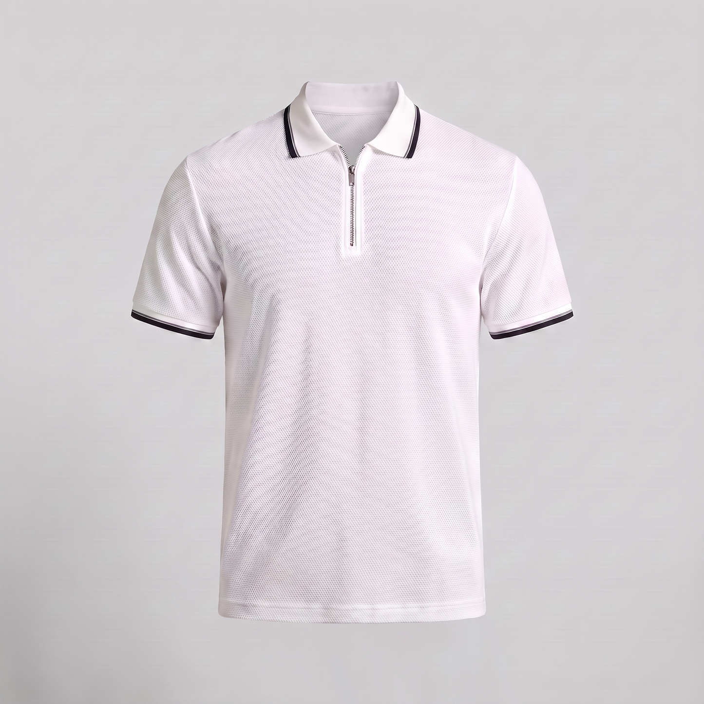 Men's Zip Polo Shirt with Contrast Details