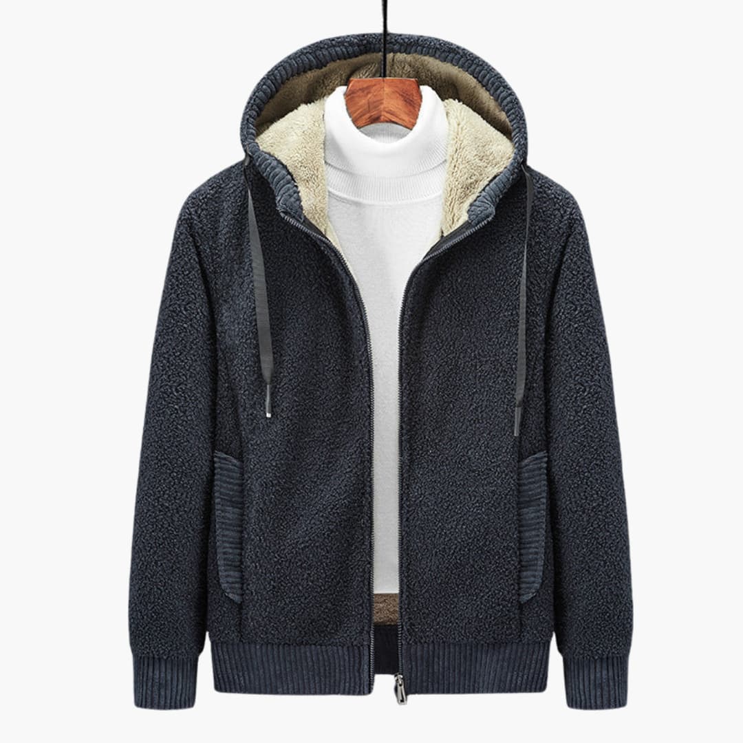 Men's Zippered Hoodie with Lined Hood for Comfort and Style