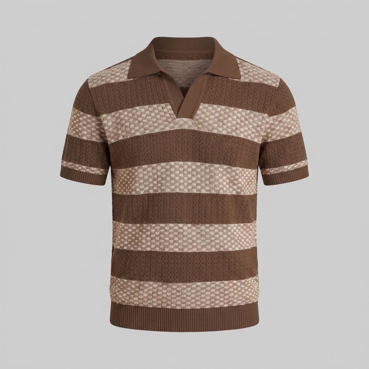 Men's Striped Knit Polo Shirt