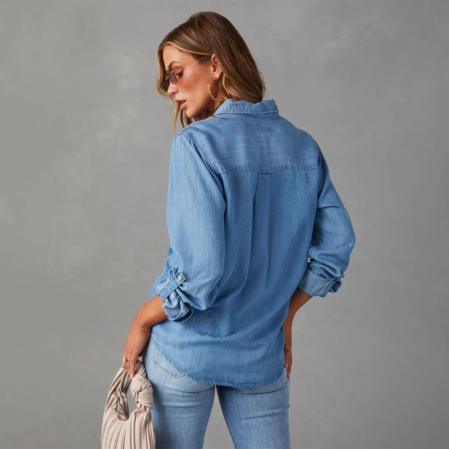 Women's Denim Blend Blouse Shirt