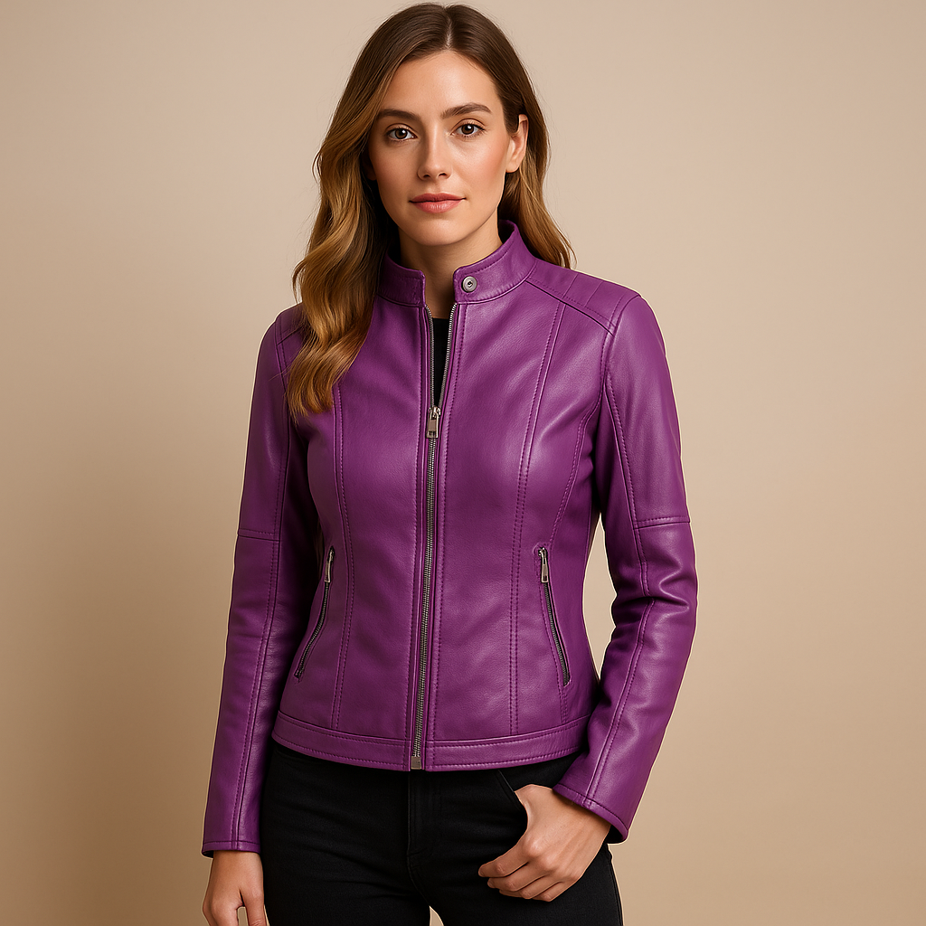 Women's Elegant Zippered Jacket with Collar