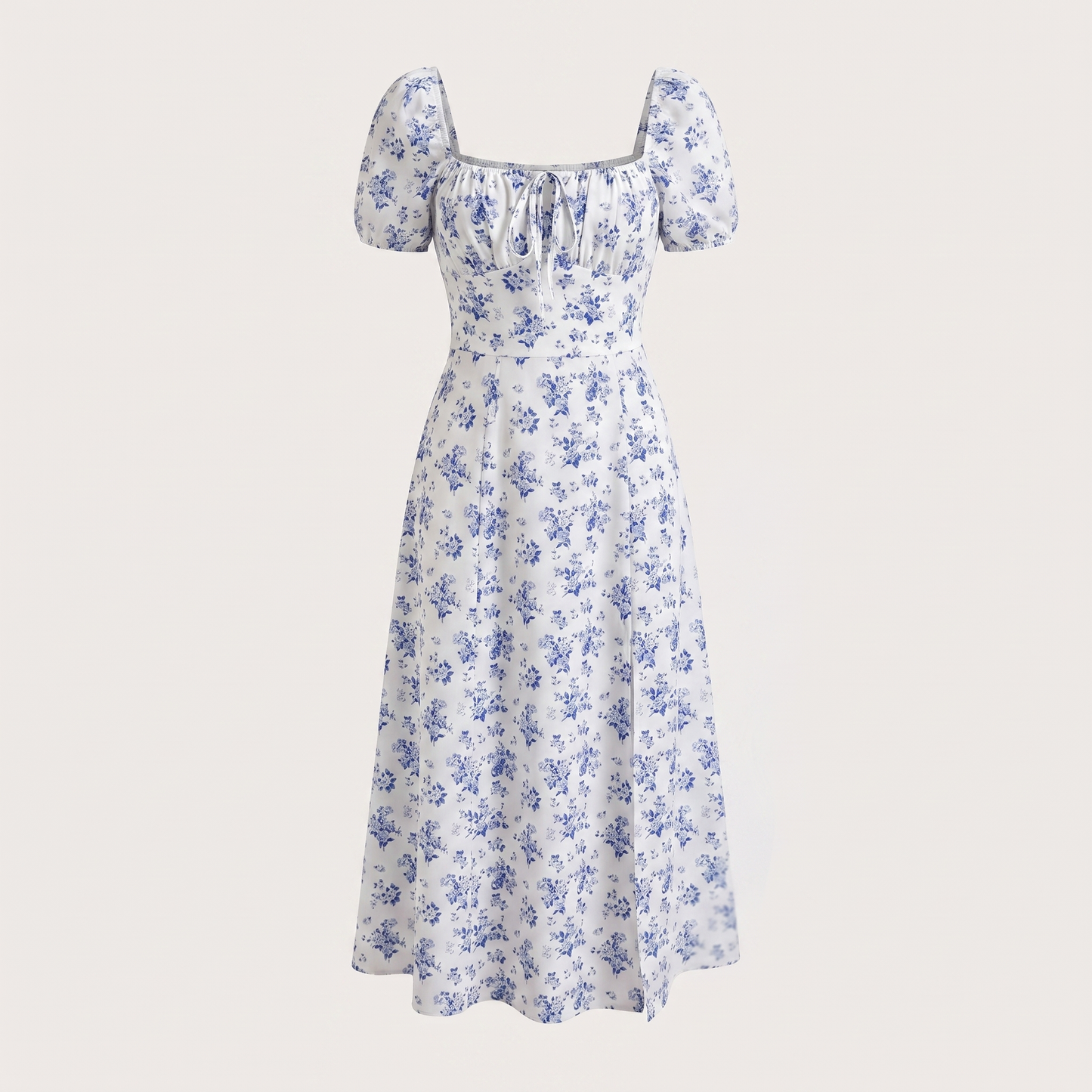 Women's Floral Square Neck Maxi Dress with Thigh Split