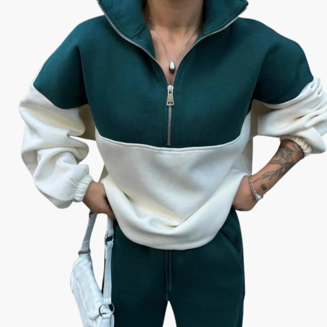 Women's High Neck Sweater with Half Zipper