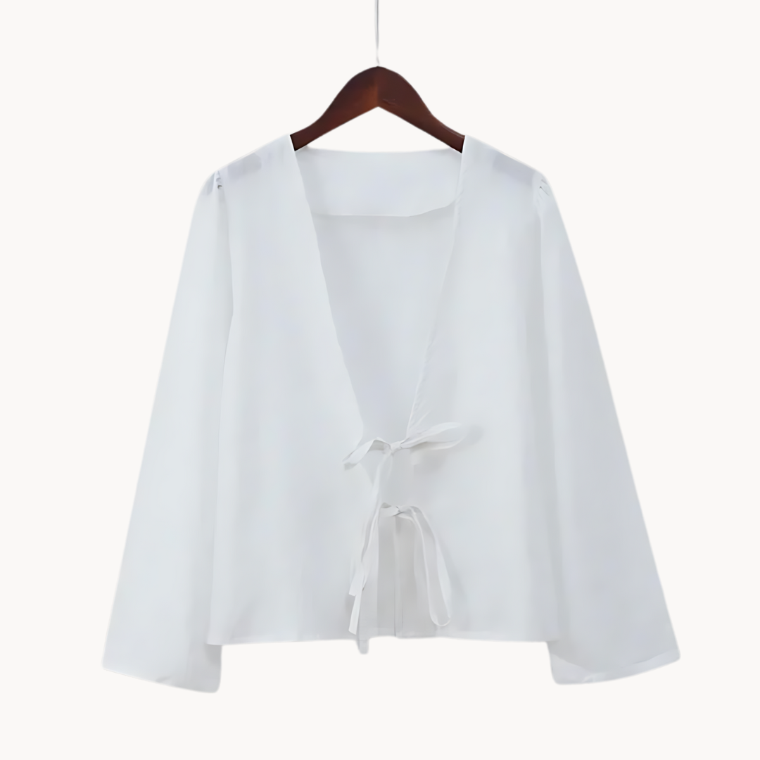 Women's Lace-Up Cropped Top with Long Sleeves