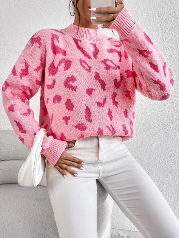 Women's Leopard Print Knit Sweater