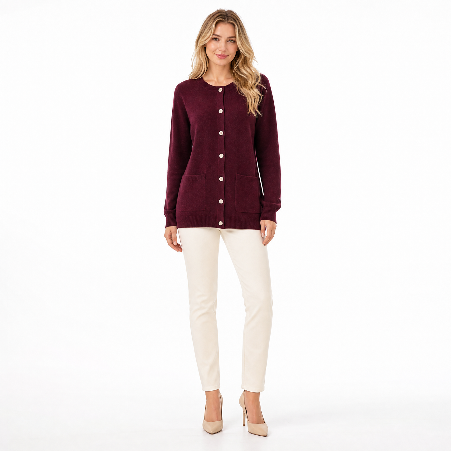 Women's O-Neck Cardigan for Autumn Layering