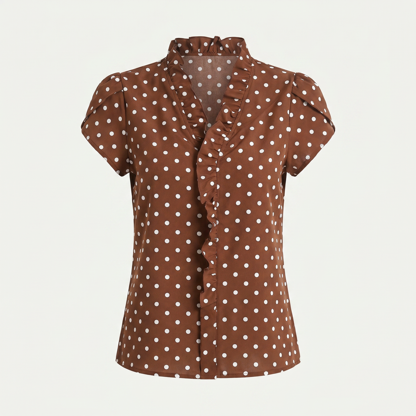 Women's Polka Dot Ruffle Neck Blouse