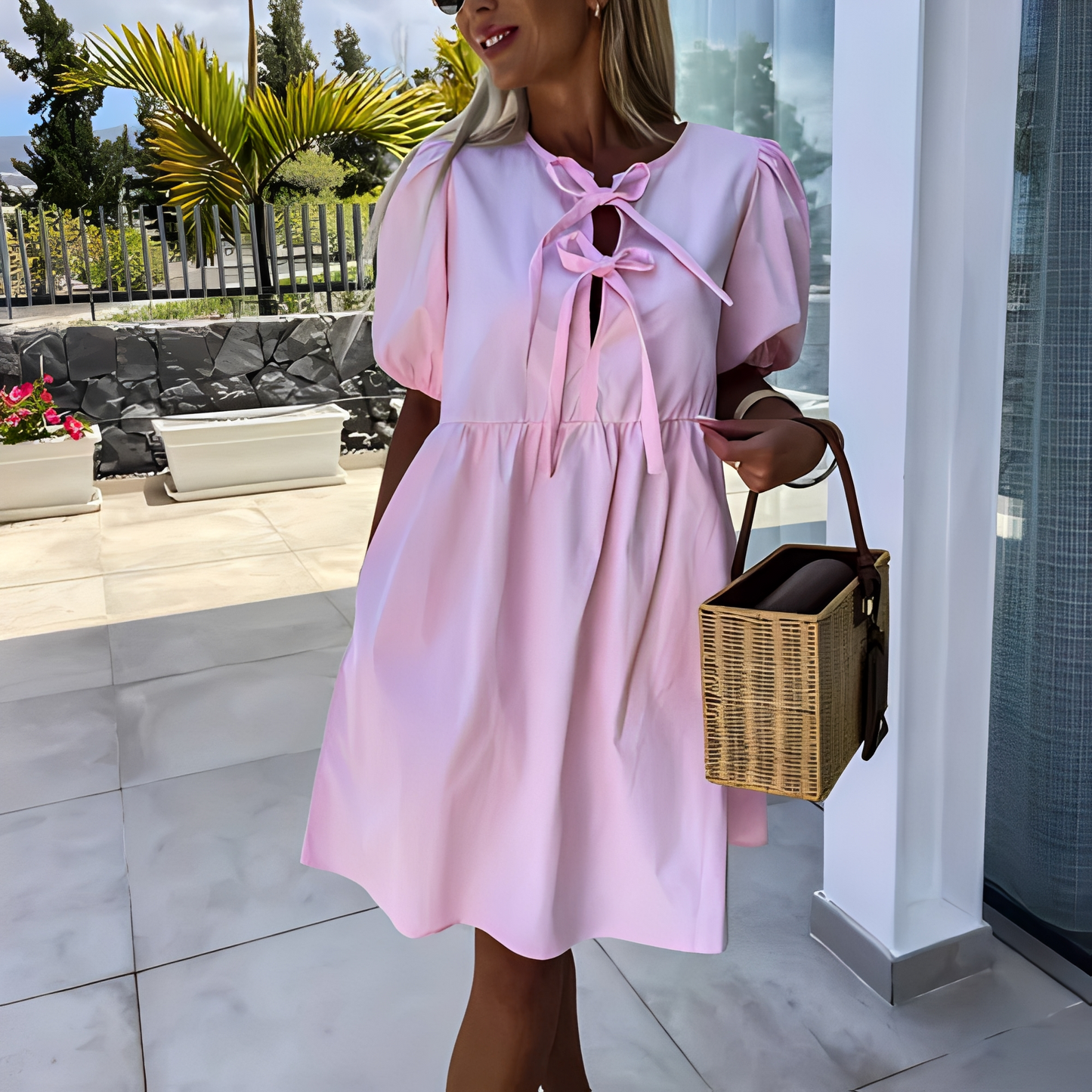 Women's Puff Sleeve Mini Dress for Summer Events