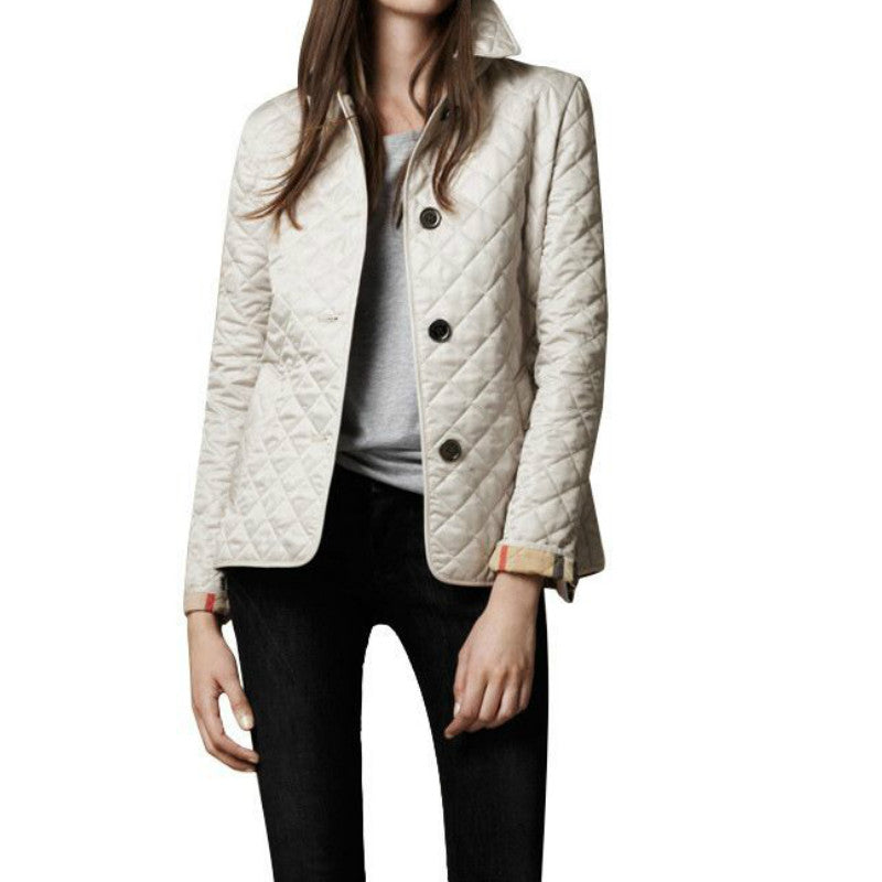Women's Quilted Button-Up Jacket for Autumn and Winter