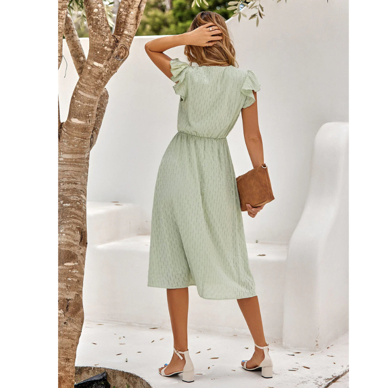 Women's Ruffle Sleeve Midi Dress for Summer