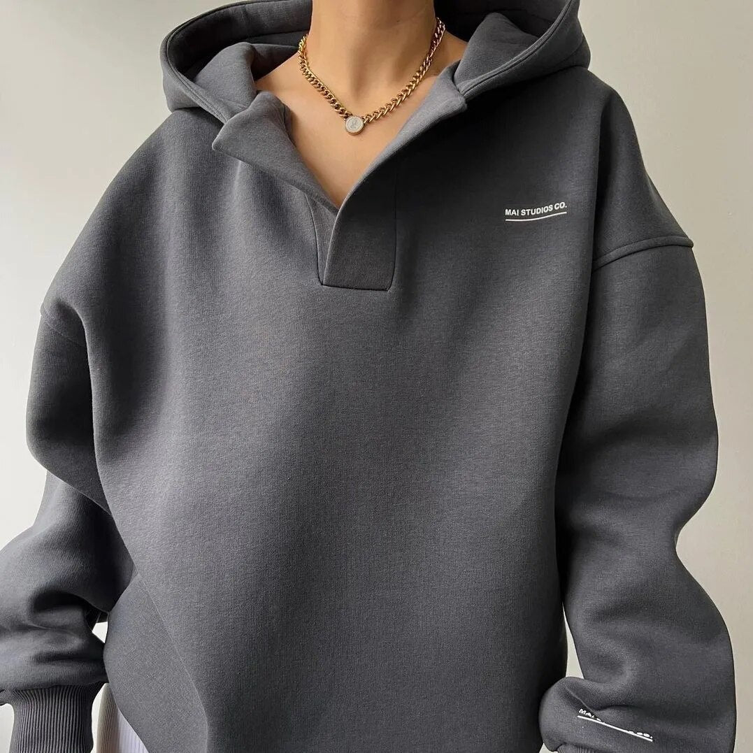 Women's V-Neck Hoodie Sweatshirt for Casual Wear